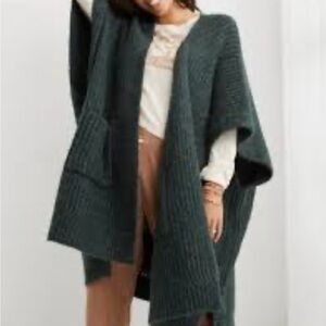 Aerie Wool Ribbed cape sweater